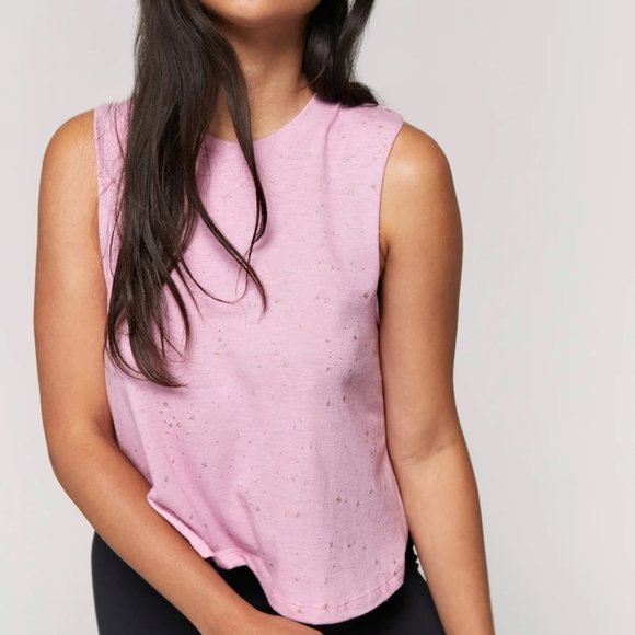 Spiritual Gangster Pink Shimmer Crop Tank Top NWT - Picture 9 of 12